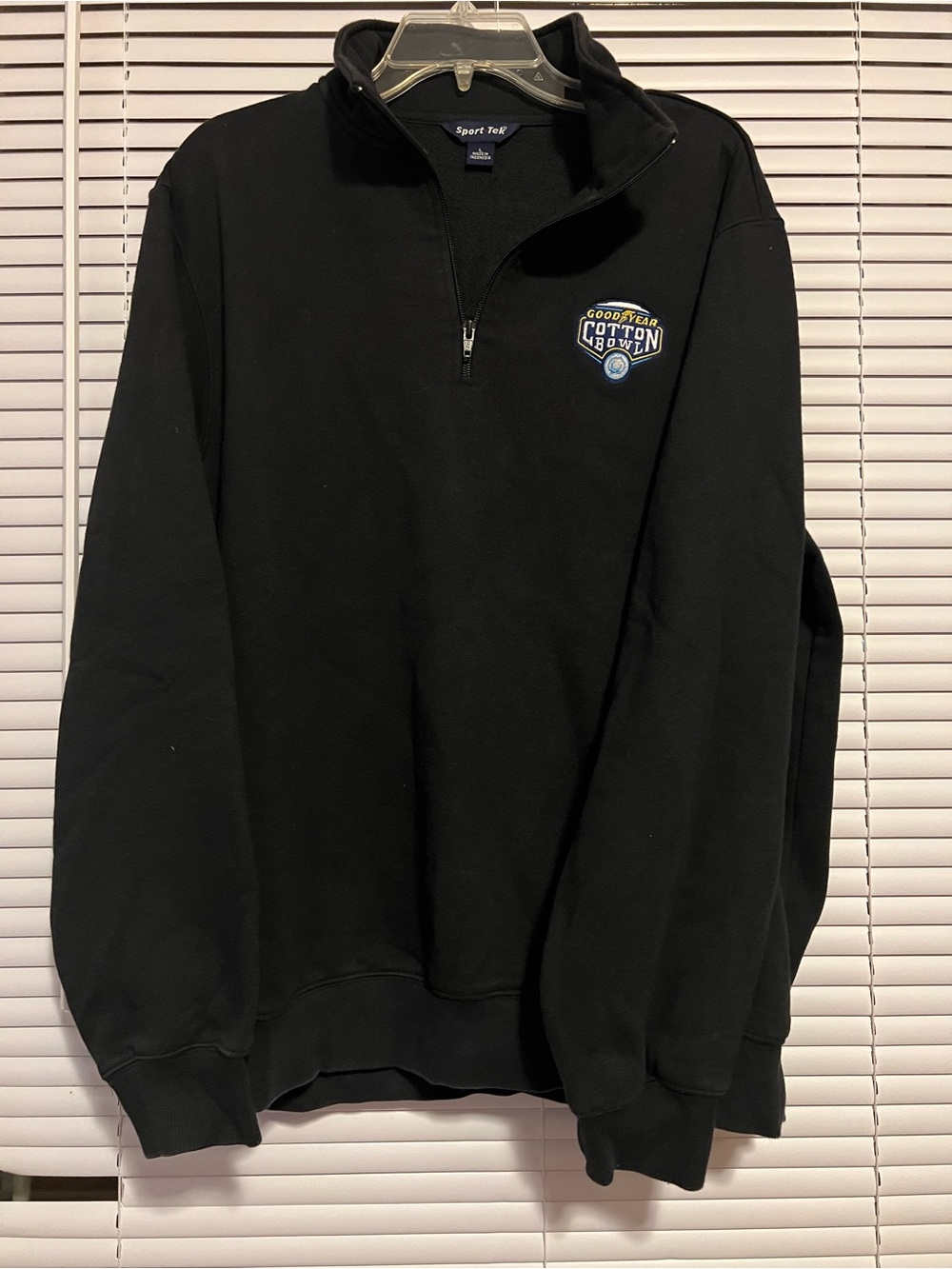 Sport-Tek Goodyear Cotton Bowl Embroidered Logo 1/4 Zip Pullover Black Sz L